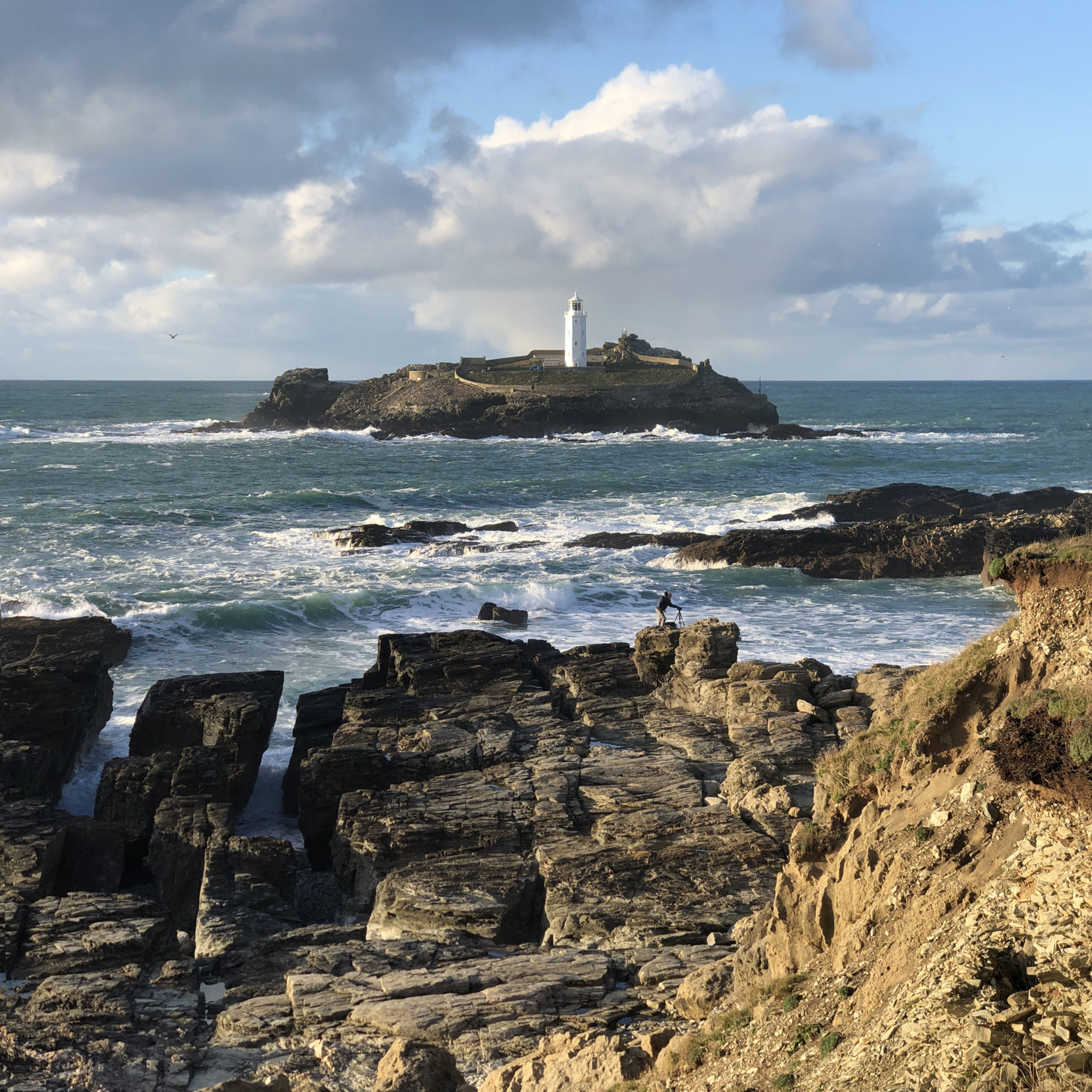 Godrevy Lighthouse from Rocky Coast_8167sq