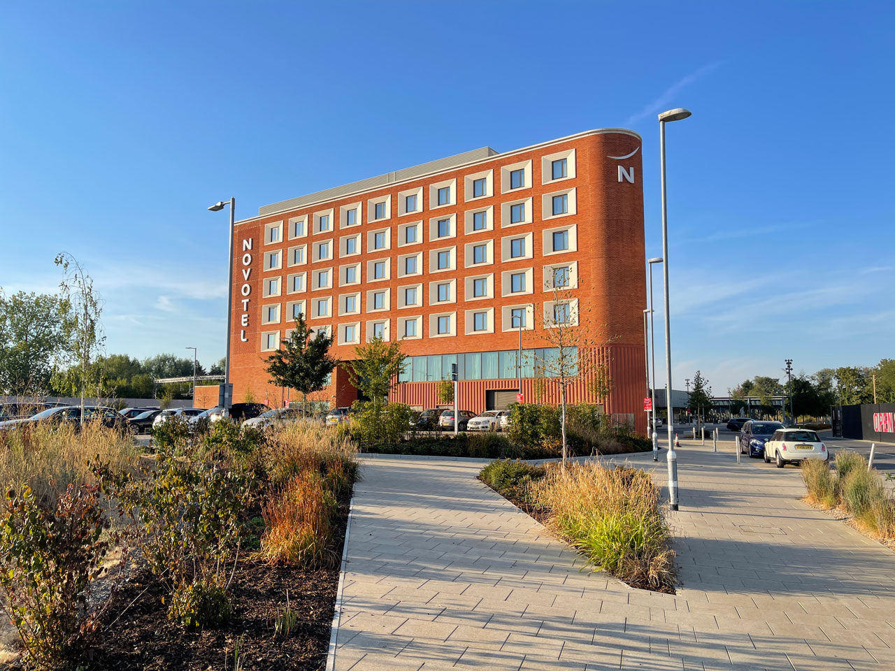 Novotel Cambridge North Side View and Car Park Novotel Cambridge North Side View and Car Park