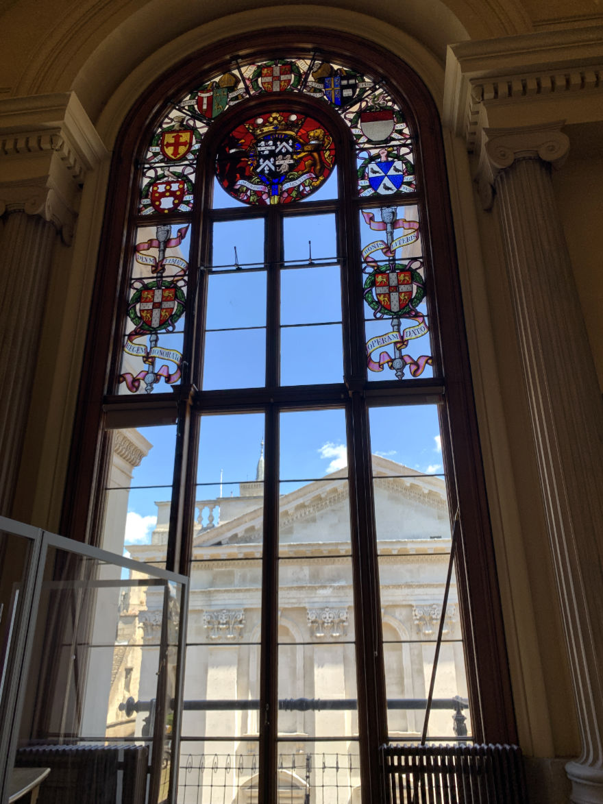 Gonville and Caius Lib Stained Glass Window