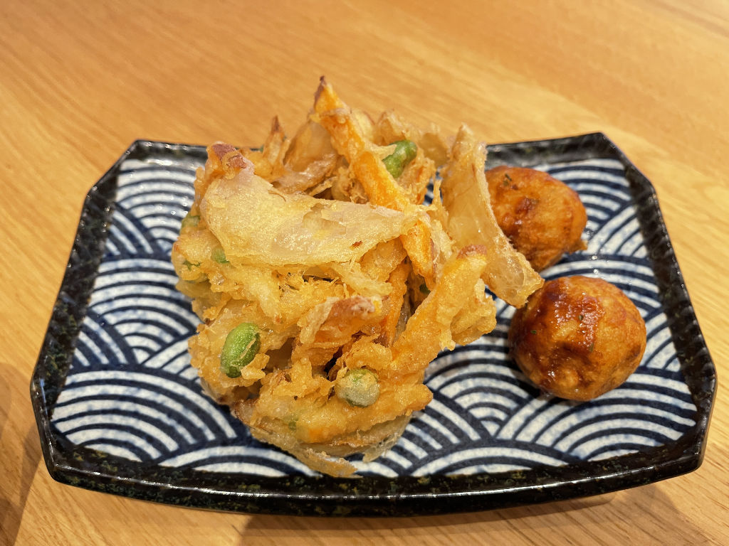 Vegetable Kakiage Tempura and Takoyaki Balls